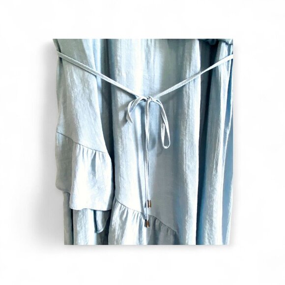 Lee sleeveless hi-lo flounce midi dress, Size L light blue - Picture 9 of 12